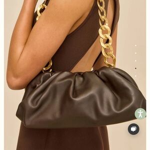 cult gaia brown Dulce Shoulder Bag with Gold Chain Strap NWT